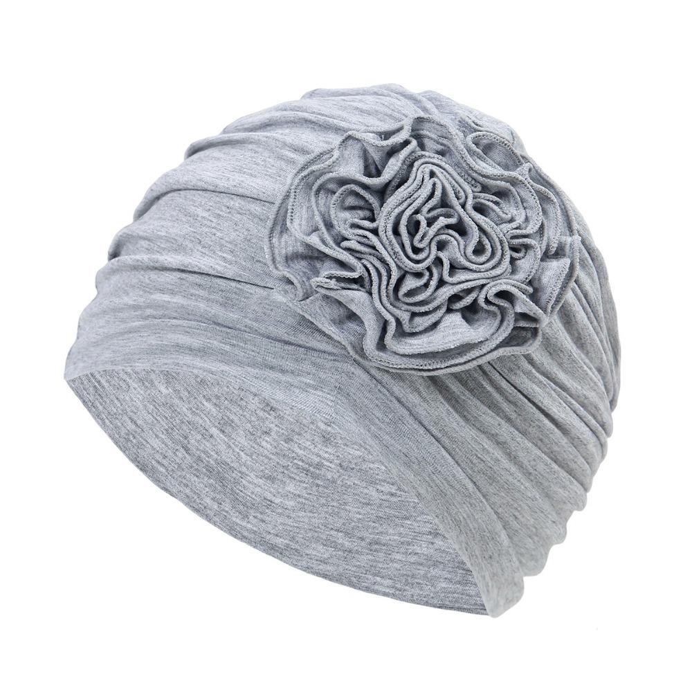 Double Layer Headscarf Hat 3D Flowers Headband Hat Simple Chemo Headwear Hat For Women