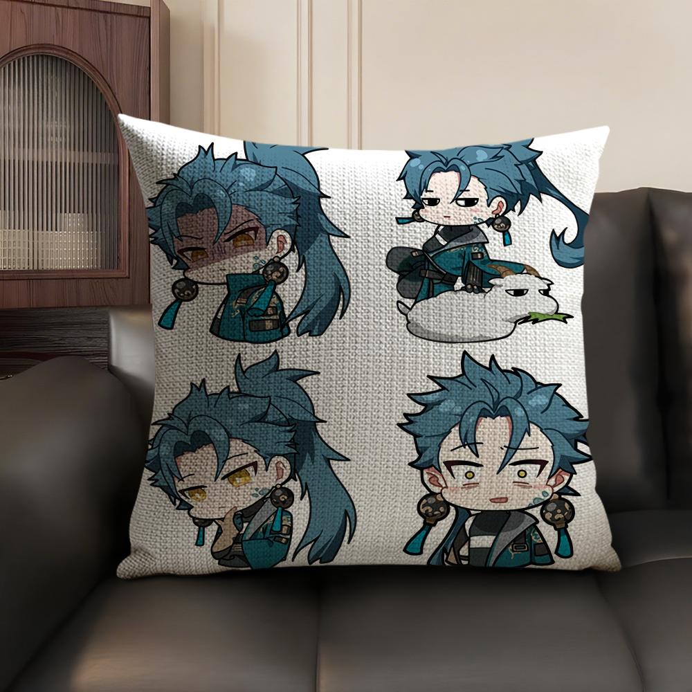 Ji Yan Cute Wuthering Waves Cushion Cover Natural Linen Organic Fabric DoubleSided Printing Sofa Home Decor Gift Pillow Case