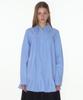 PLACE STUDIO Minimal Pleated Frill Cotton Shirred Long Sleeve Blouse Shirt [Blue]