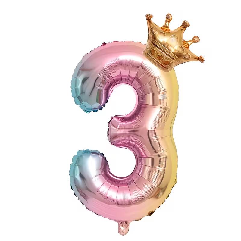 Balon Folie Număr Curcubeu 32 Inch Balon Digital Mini Număr Balon Folie Metalică pentru Petrecere Zi de Naștere Nuntă Decor Fundal