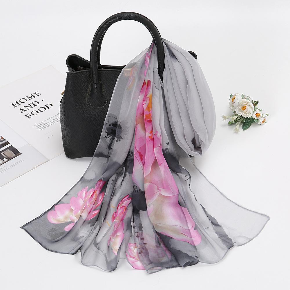 - Fashion Georgette Sunscreen Silk Scarf Beach Scarf Long Women'S Decorative Thin Silk Scarf Scarf