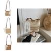 Simple Solid Color Woven Women Casual Shoulder Crossbody Bag With Pendant For Casual Beach Vacation And Daily Use