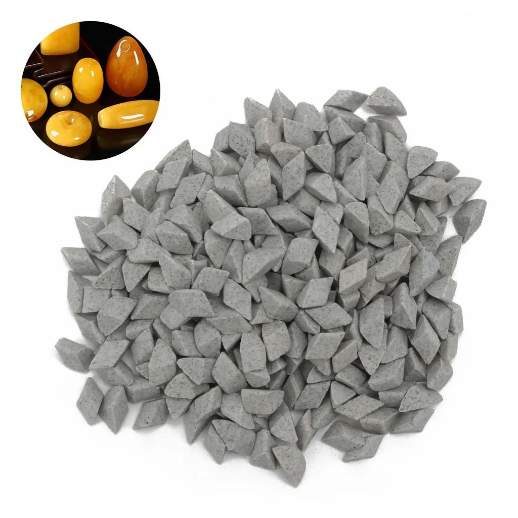 500g Professional Green Triangle Abrasive Media for Jewelry Polishing 4-12mm Triangle Beads for Tumbler/Vibration Machine Use