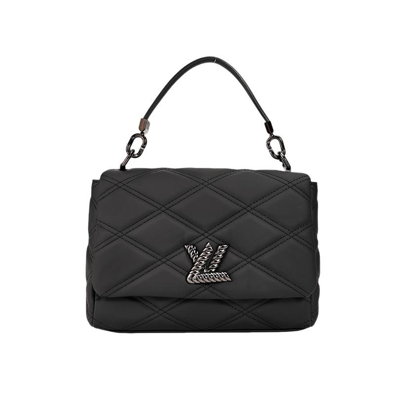 

Маленькая квадратная сумочка Fianni: С ромбовидным узором, универсальная, кожаная сумка-тоут большой вместимости чёрный