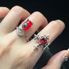 Cross Thorn Snake Open Ring Jewelry Personality Retro Punk Niche Design Stacked Red Index Finger Ring