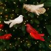 Realistic Christmas Tree Pendants White Doves Artificial Foam Birds  Party Decoration