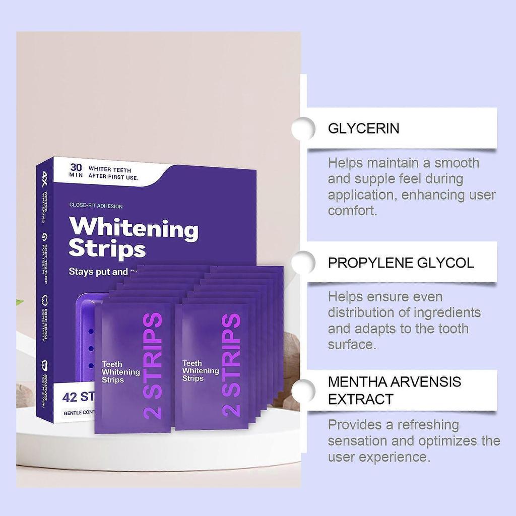 42 Strips Purple Teeth Whitening Strips for Sensitive Teeth, Travel-Friendly Oral Care, Brighten Your Smile Anywhere, Anytime for Adults Teens