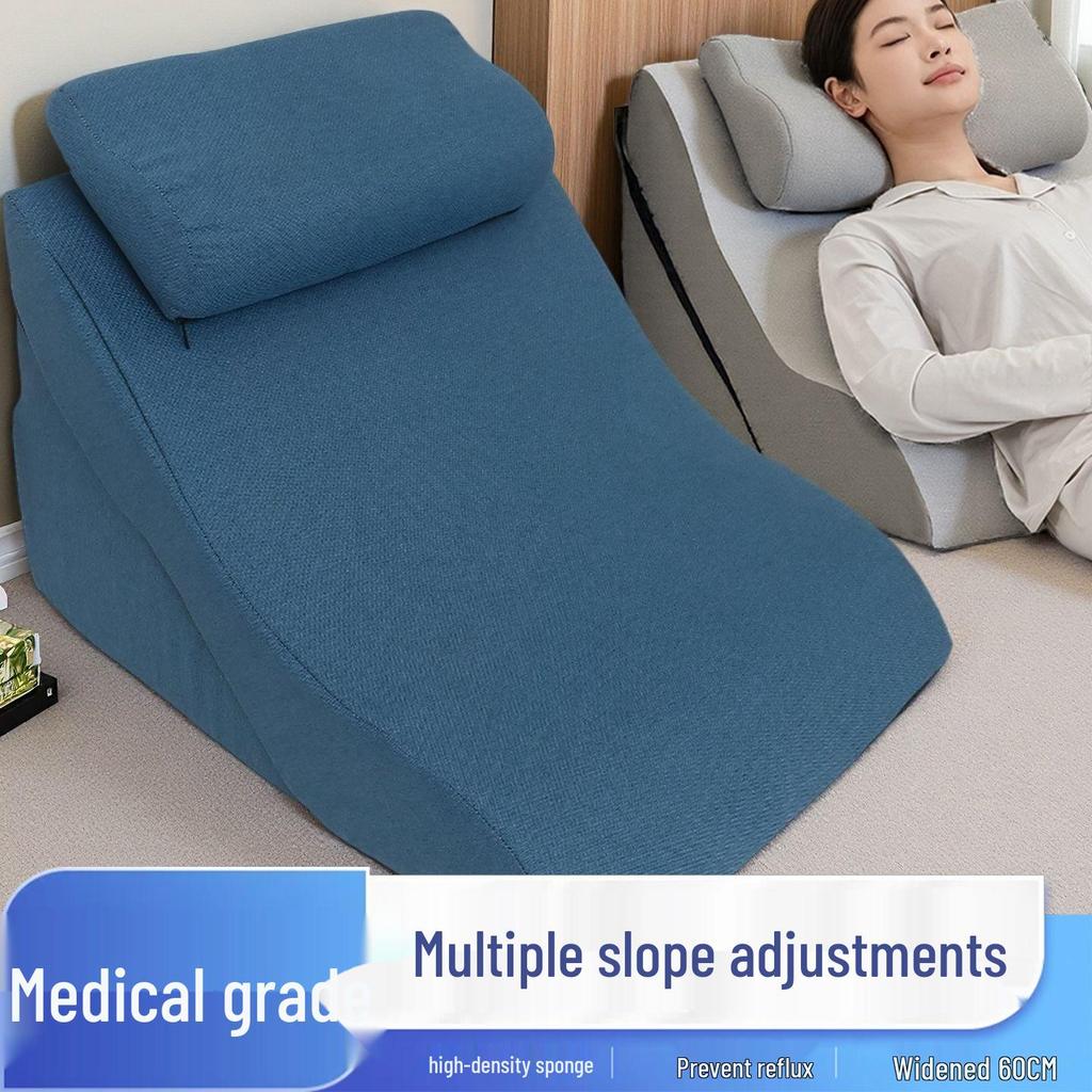 Removable Washable Linen Triangular Cushion for Elderly High-Density Anti-Reflux Bedside Backrest