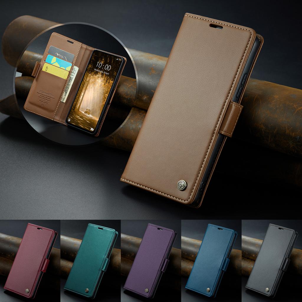 För Xiaomi Redmi Note 13 4G Fodral CASEME 023 Serien RFID-Blockerande Läderplånbok Ställ Telefonskydd
