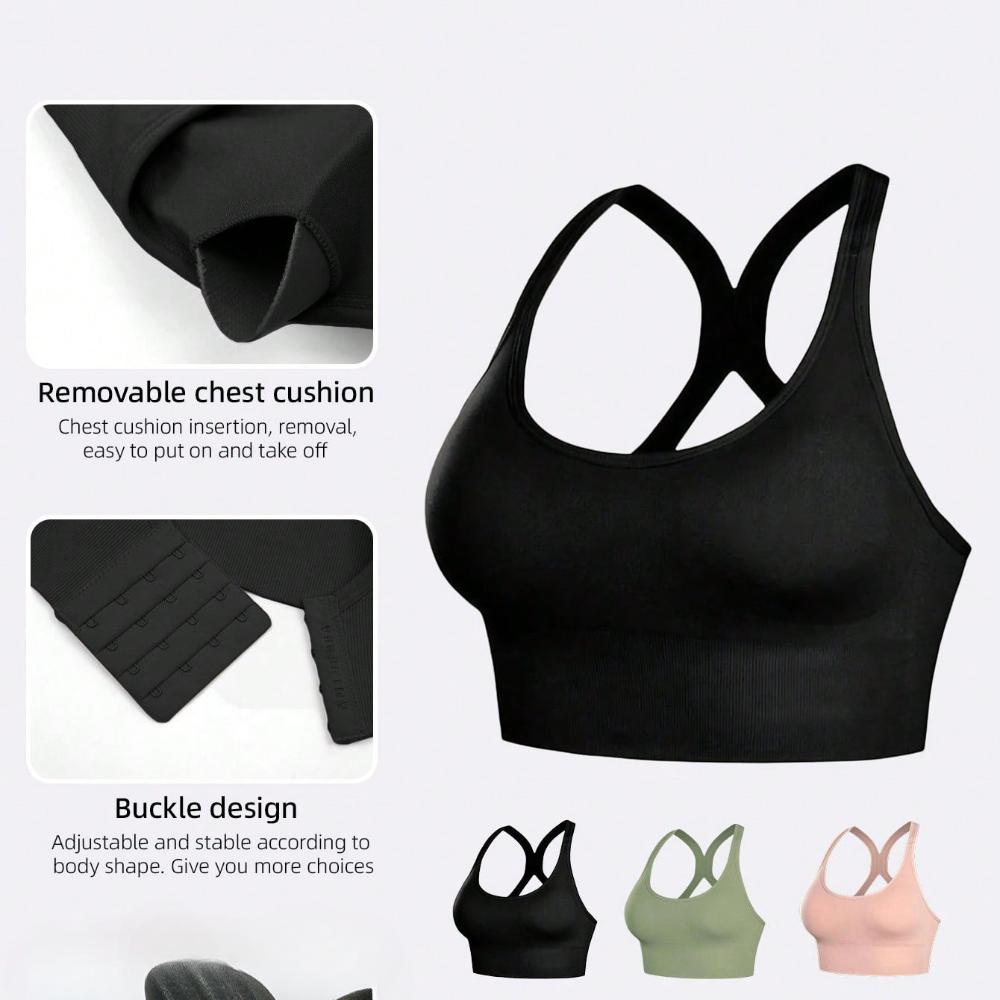 Women Sports Bra Workout Push Up Seamless Sexy Fast Dry Yoga Fitness Removeable Pads Shockproof Running Wire Free X Shape Back
