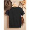 European Size Womens Boots Print Crew Neck T Shirt Casual Short Sleeve Top Spring Summer Wear