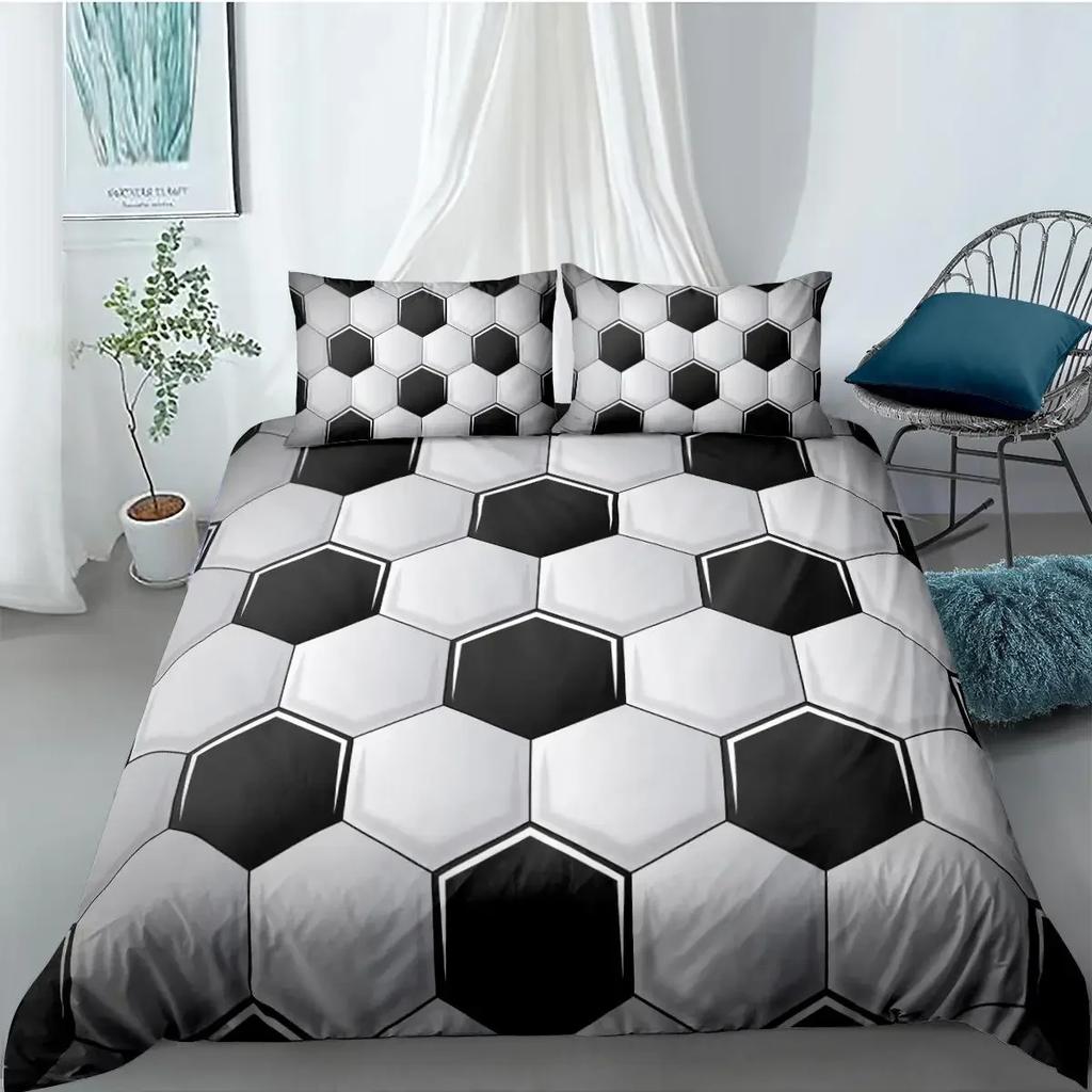 Soccer Football And Old Plaster Wall Damage Comfortable Duvet Quilt Cover Pillowcase Bedding Set Bedroom Decoration Home Textile