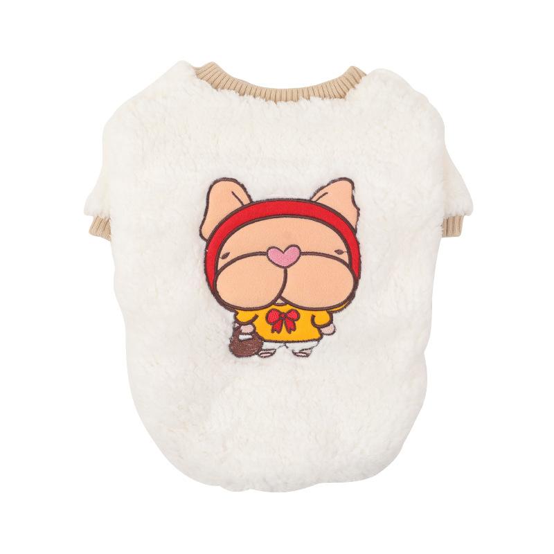 

IBEANS autumn and winter fleece thickened sweater dog clothes pet embroidered two-legged clothes French fight Shiba Inu warm base S белый