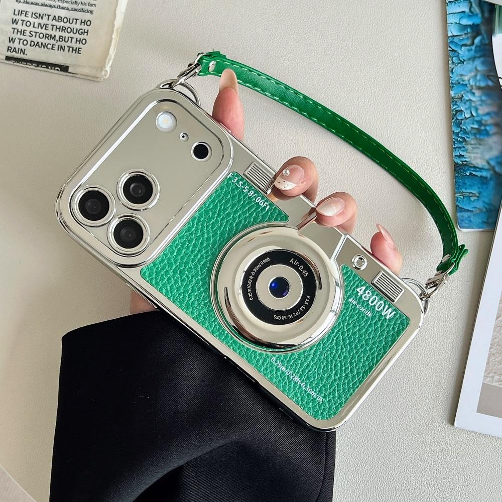 Creative 3D Camera Phone Case For iPhone 17 16 15 14 Plus 13 12 11 18 Pro Max Lens Protective Shockproof Cover with Lanyard