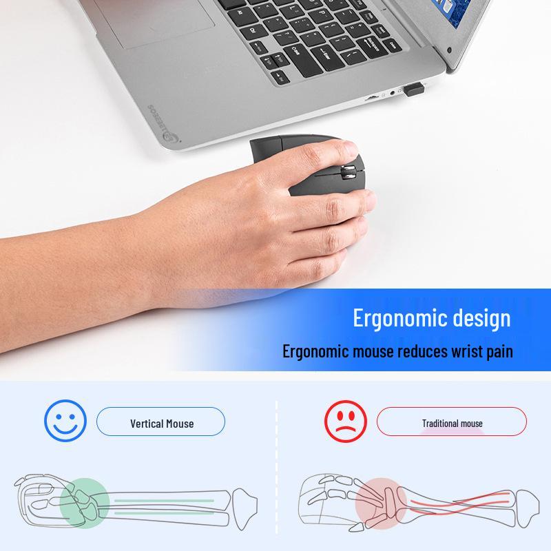 Ergonomic Bluetooth Rechargeable Wireless Mouse for Office & Home