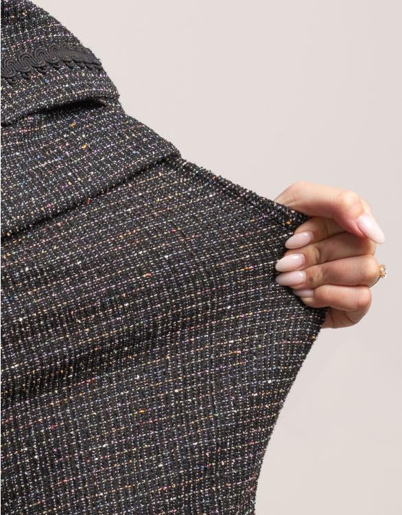 Business Casual Dress Stretch Tweed Maternity Dress MARIBELLE Black [Serafin] Women's
