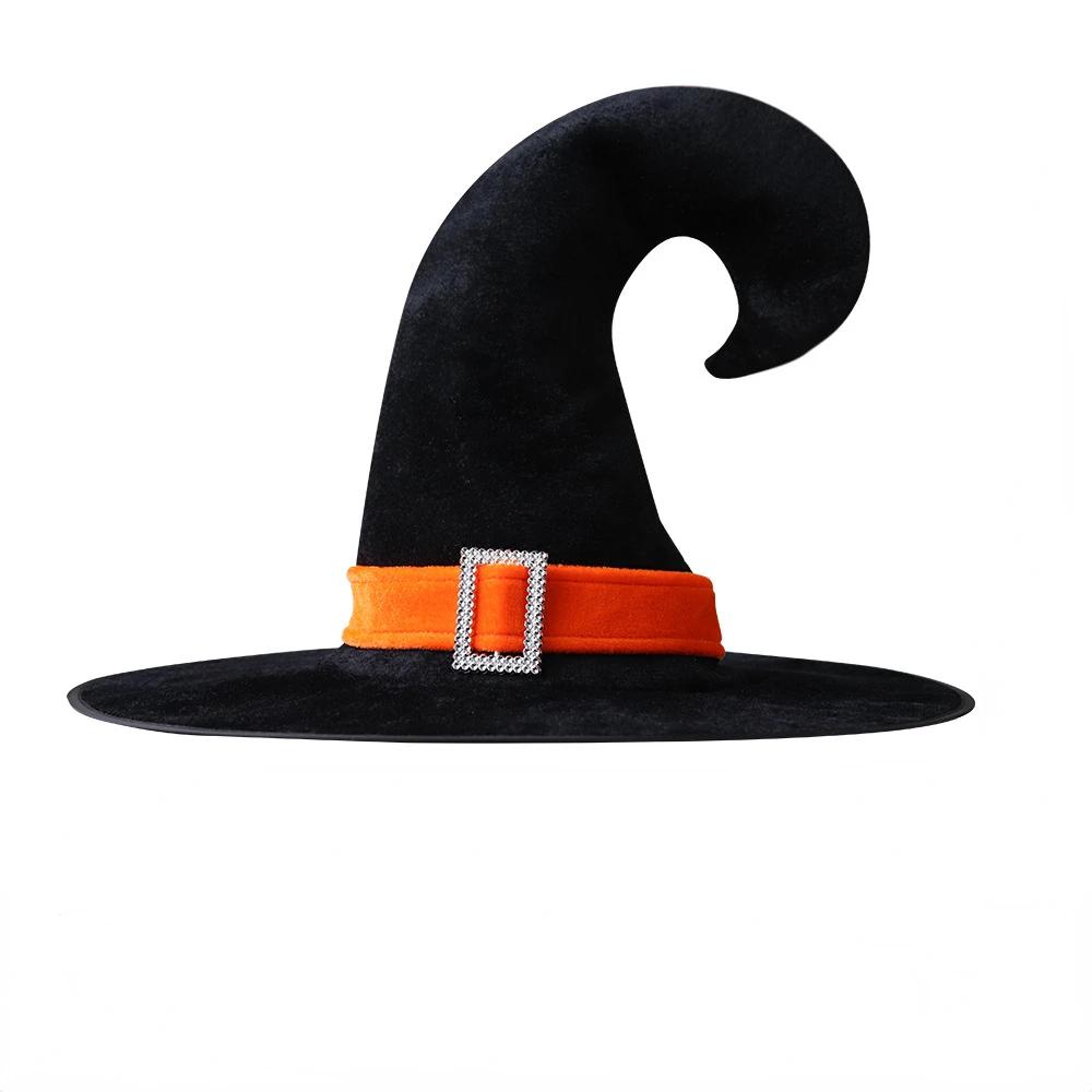 Halloween Children's Adult Dance Dress Up with Golden Velvet Cornered Hat, Elf Witch and Wizard Hat