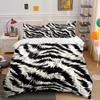 Black white abstract fur pattern Bedding Set for Kids Luxury Gift 3pcs Digital Print Comforter Set Soft Comfortable Breathable