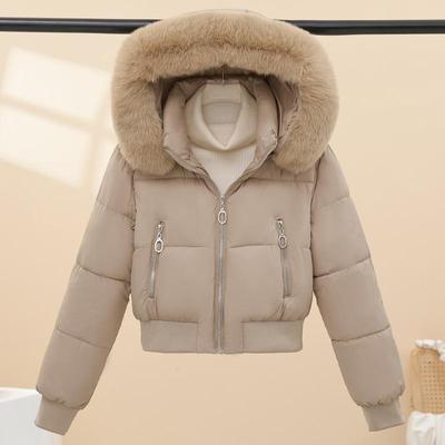 Fashion Winter Woman Coats Hooded Faux Fur Collar Thick Warm Short Parkas Loose Women's Jackets