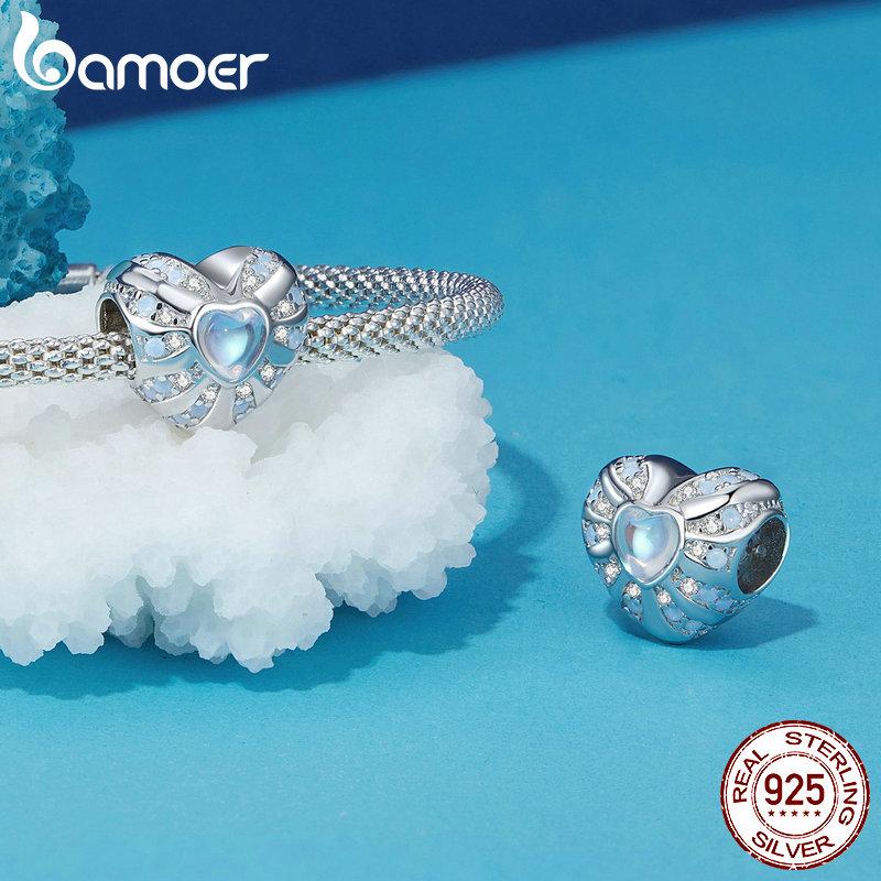 BAMOER 925 Sterling Silver Breloc de meduze Curcubeu Pandantiv coadă de sirenă Margele de vis de ocean se potrivesc DIY Brățară Colier Bijuterii