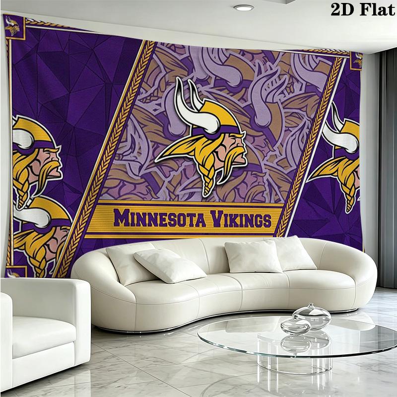 Minnesota Vikings Wandteppich Ästhetischer Wandbehang Bedruckter Stoffdecke Dekorative Wandteppiche für Schlafzimmer Wohnzimmer Heimdekoration
