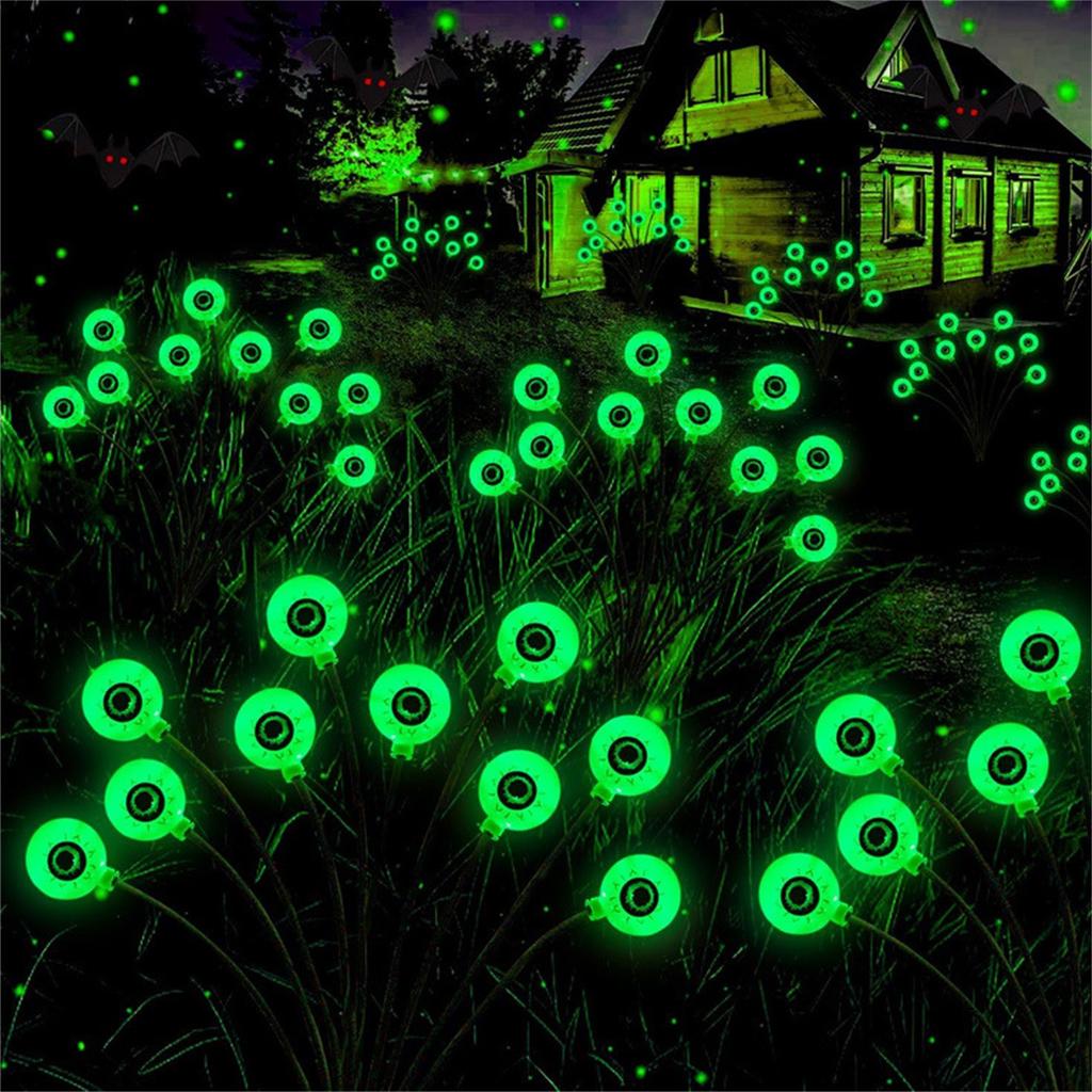 Halloween-Dekoration, solarbetriebene, gruselige Augapfellichter für den Außenbereich, schwankende grüne Augapfellichter, wasserdichte solarbetriebene Halloween-Wegelichter
