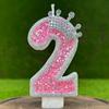 New Handicraft Creative 0-9 Pink Number Crown Birthday Candle With Drip-Prevention Tray Party Anniversary Cake Decoration