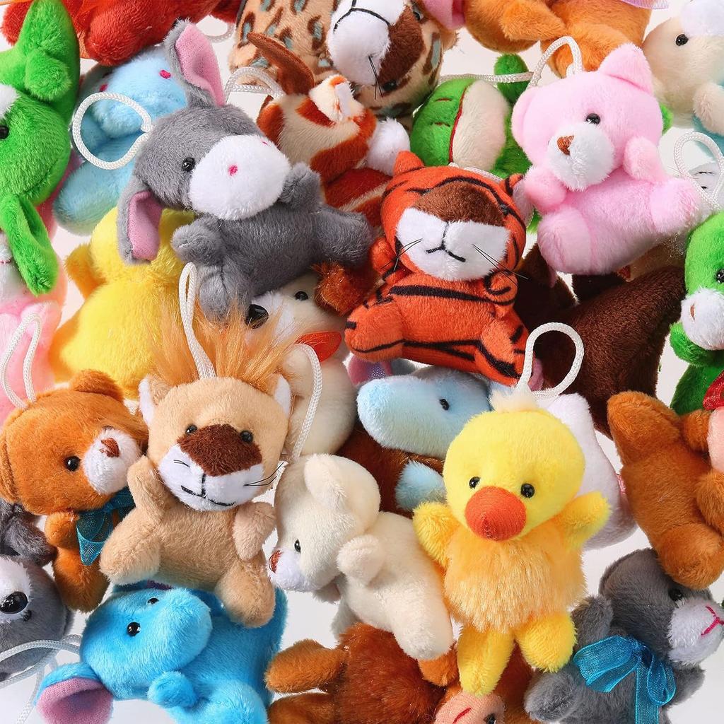 Skylety 60 Pack Mini Plush Animals for Christmas 30 Styles Bulk Mini Stuffed Animals Plush Toy Small Stuffed Keychain Cute Assortment for Carnival