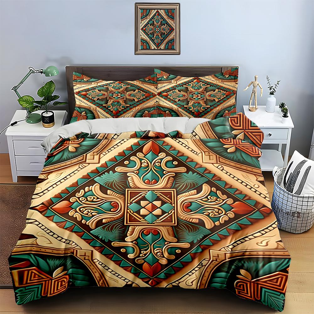 Intricate Geometric Floral Bedding Duvet Cover Sets Duvet Covers Pillowcases Gifts (1 * Duvet Cover 2 * Pillowcases, Without Duvet Insert)