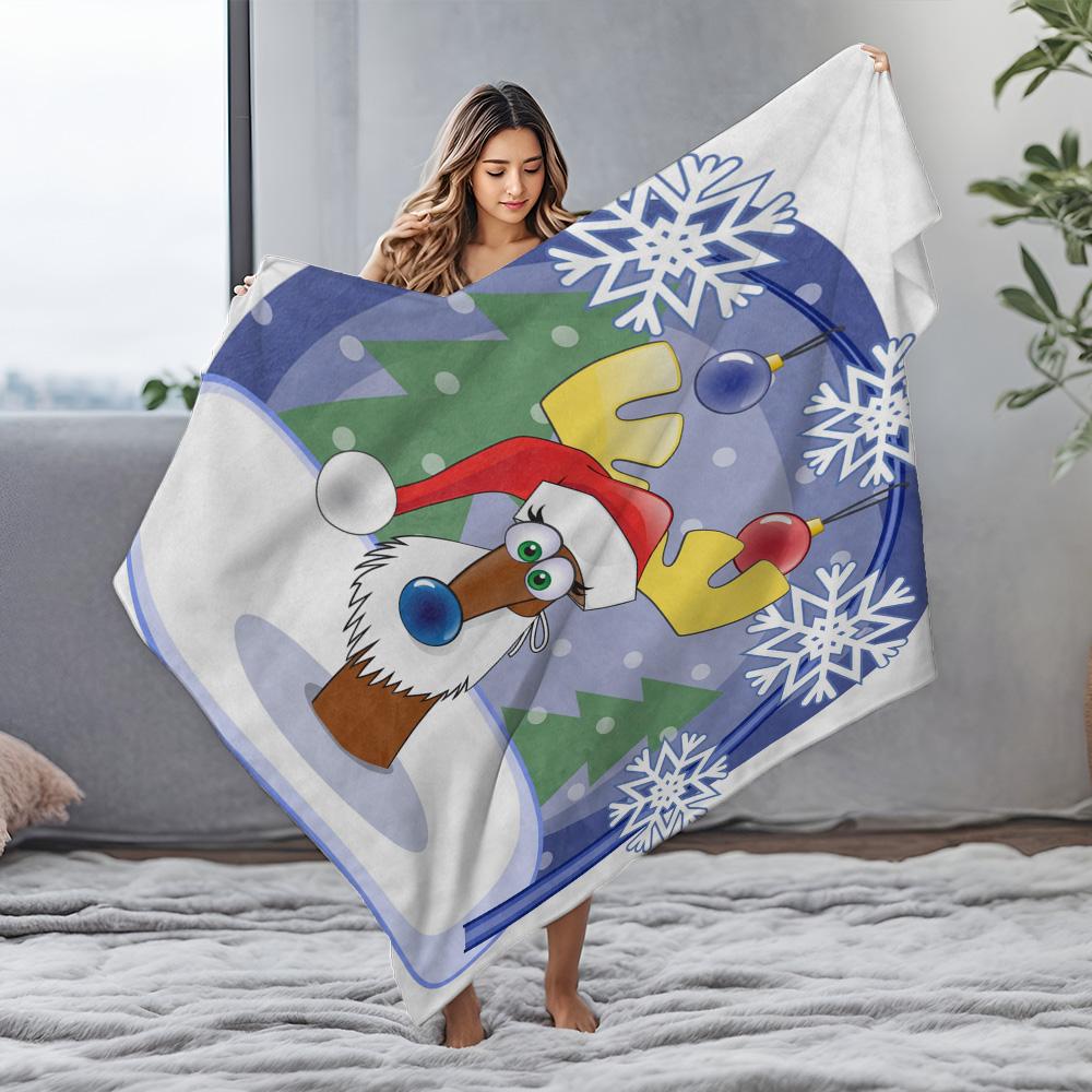 Festive Reindeer Throw Blanket Cozy Christmas Decor Holiday Gift Home Decor Farmhouse Style Warm Throw Soft Fleece Plush Blanket