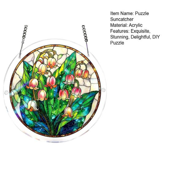 Acrylic Jigsaw Puzzle Suncatcher Colorful Stained Glass Style Sun Catcher DIY