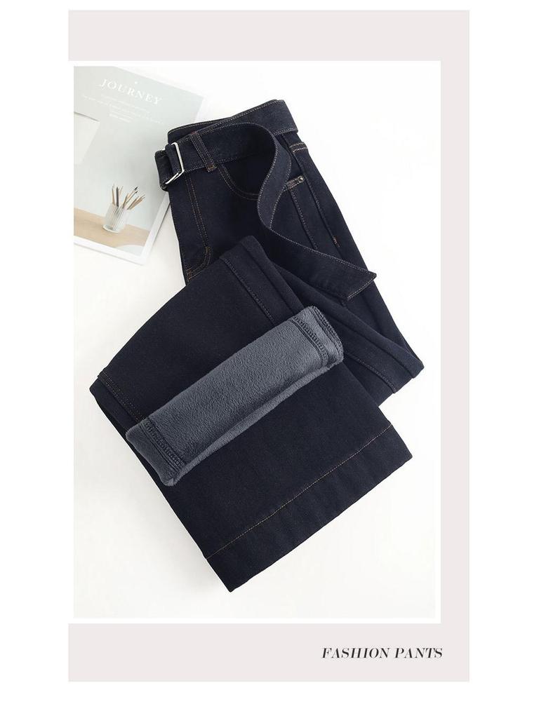 Women's High-Waisted Wide-Leg Jeans - Winter Plus Velvet for Extra Warmth, Slimming, and Elongating Effect