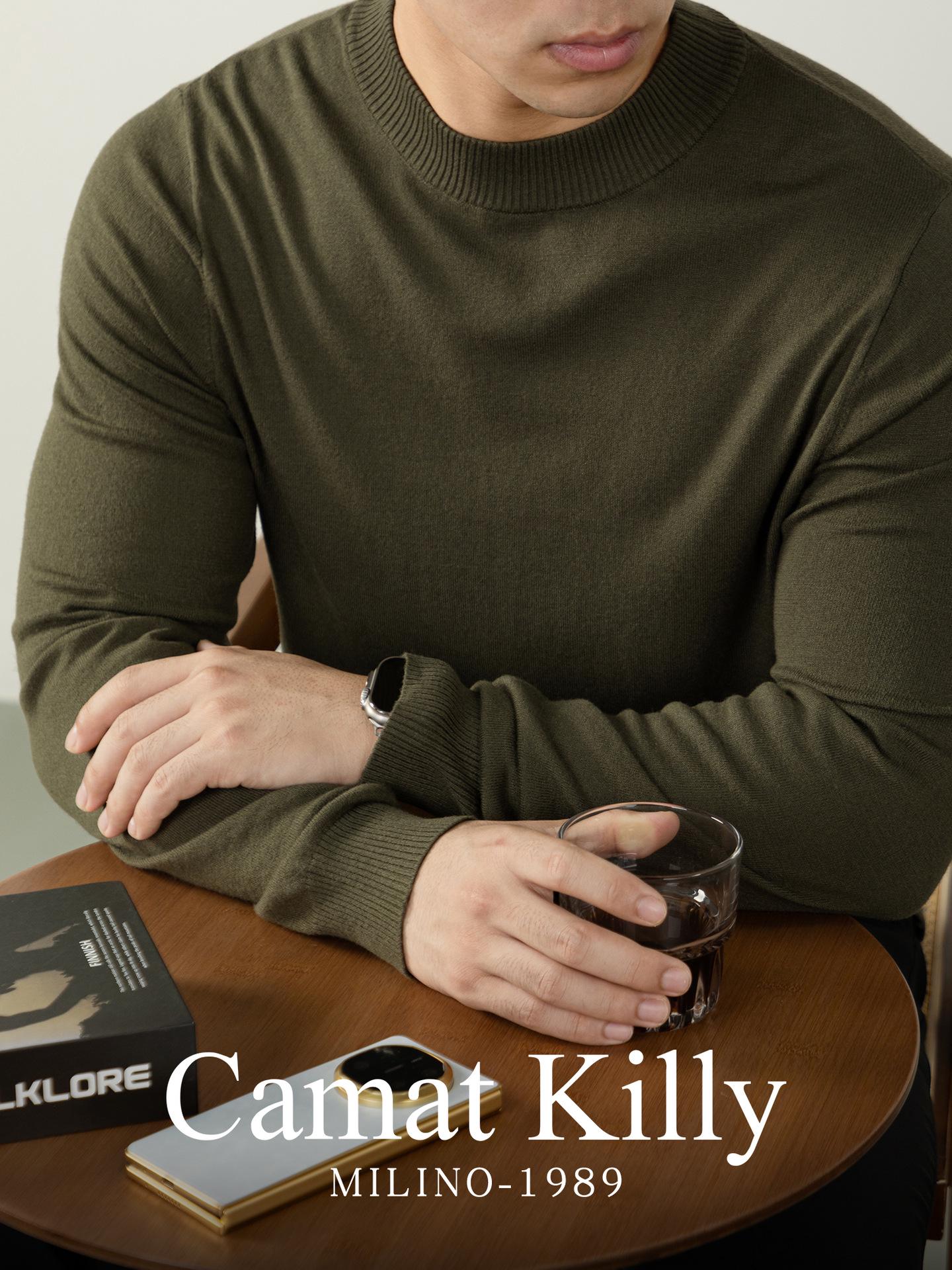 CamatKilly Men s Japanese Style Color Block Sweater - High Elastic Soft Yarn, Small Logo, Long Sleeve, Autumn/Winter Knitwear XL