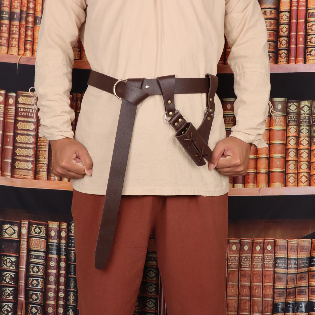 Retro Medieval Belt Sword Set Scabbard Renaissance Knight Suit PU Leather Role-playing Waist Hanging Sword Storage Set