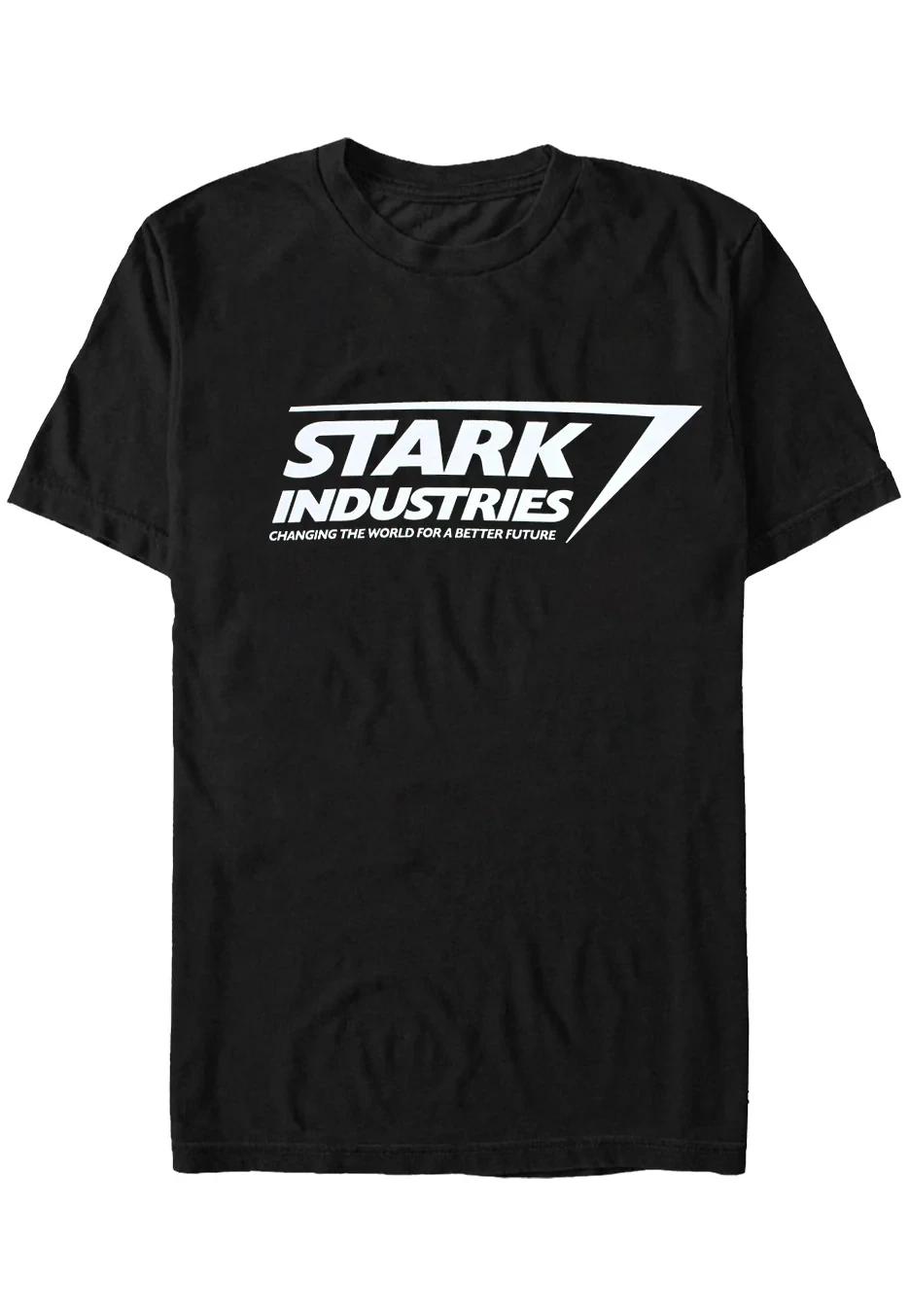 Футболка с логотипом Marvel Железный Человек Stark Industries Мужская и Женская Летняя Хлопковая Одежда Модная Футболка с Коротким Рукавом Уличная Одежда 4XL