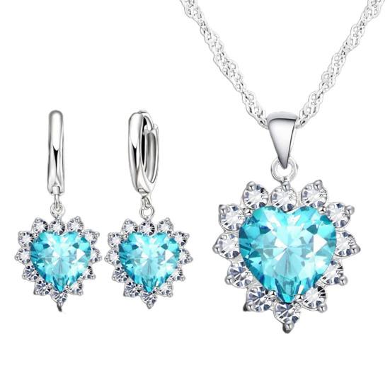 1 Set exquisite herzförmige Damen-Halskette, stilvoller, moderner Legierungs-Ohrring für Mädchen