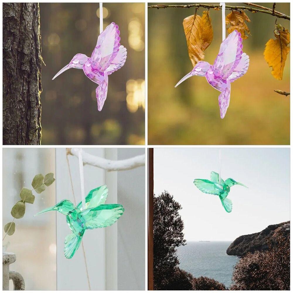 3pcs Clear Crystal Bird Pendant Hang Hummingbirds Statue Acrylic Pendant  Home Hanging