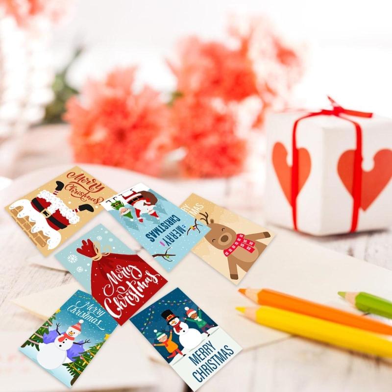 Sticker Christmas Card for Men Women Mom Dad Husband Wife Grandma Grandpa Son Daughter Greeting Santa Christmas Cards