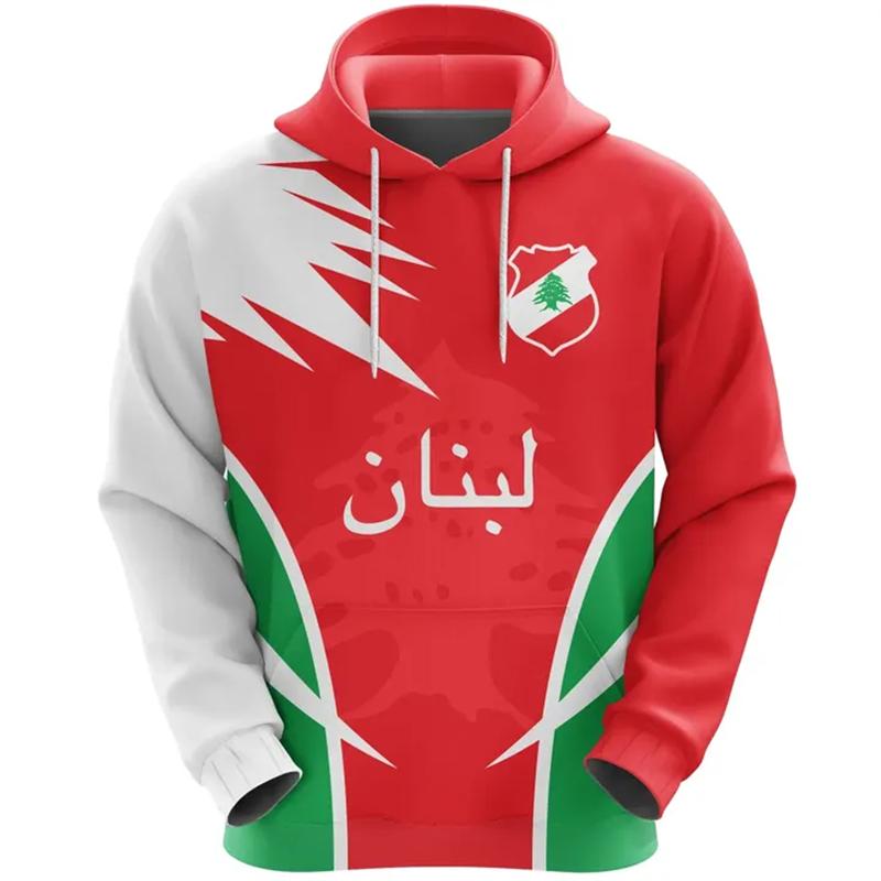 The Republic Of Lebanon Map Flag Graphic Sweatshirts National Emblem Cedrus Deodara Hoodies For Men Clothes Casual Women Hoody