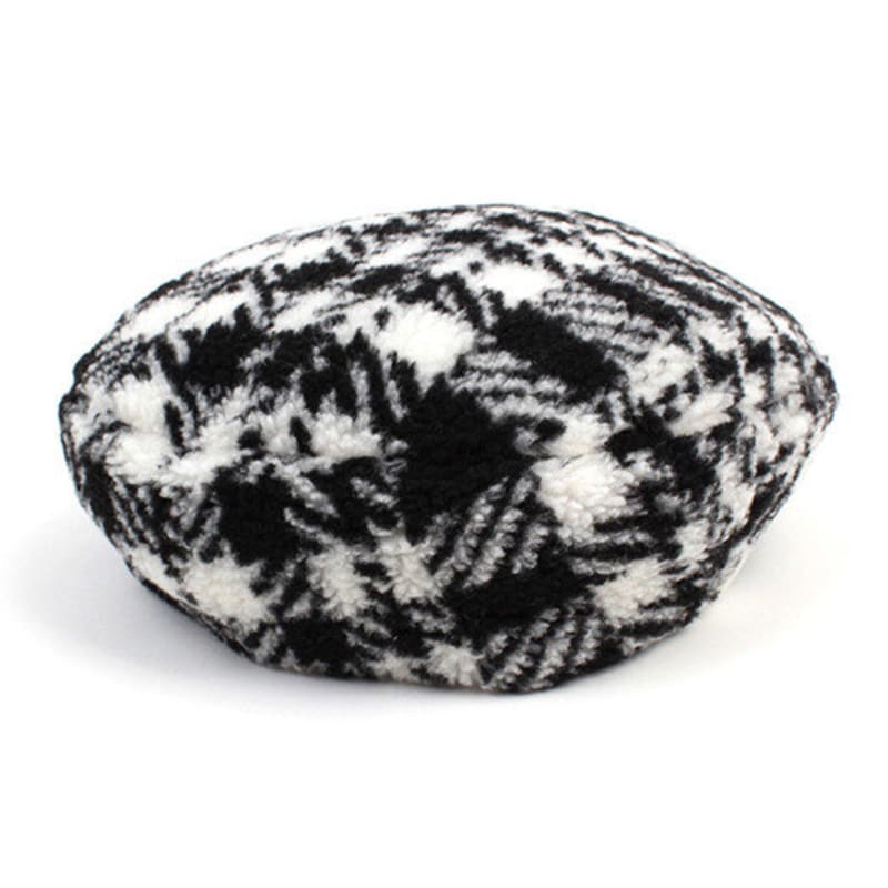Universal chemistry Fleece Black Check Beret Beret