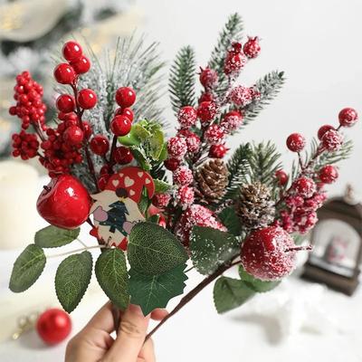 1Pcs 36cm Christmas Decoration Red Berry Artificial Pine Bouquet Xmas Tree Ornament Home Decor New Year 2025 DIY Gifts Accessory