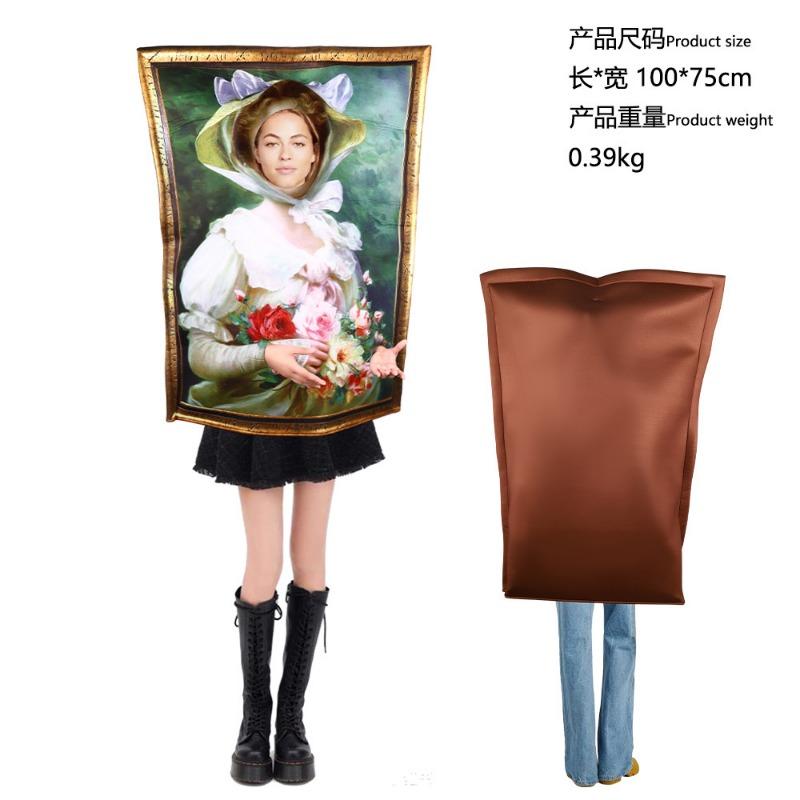 Halloween Mona Lisa 2 Costume Mural Costume Campus Event Performance Composite Sponge Suit Onesie