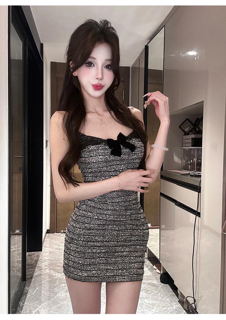 French Bow Small Fragrant Wind Suspender Waist Temperament Design Short Skirt Summer