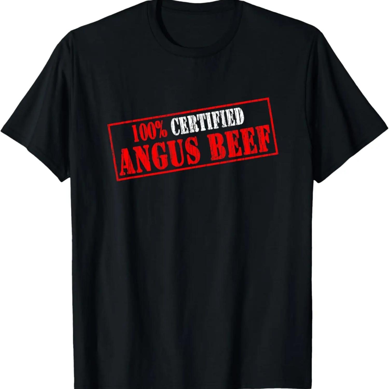 

100% CERTIFIED ANGUS BEEF Cattle Vintage Stamp Logo Gift T-Shirt S чёрный