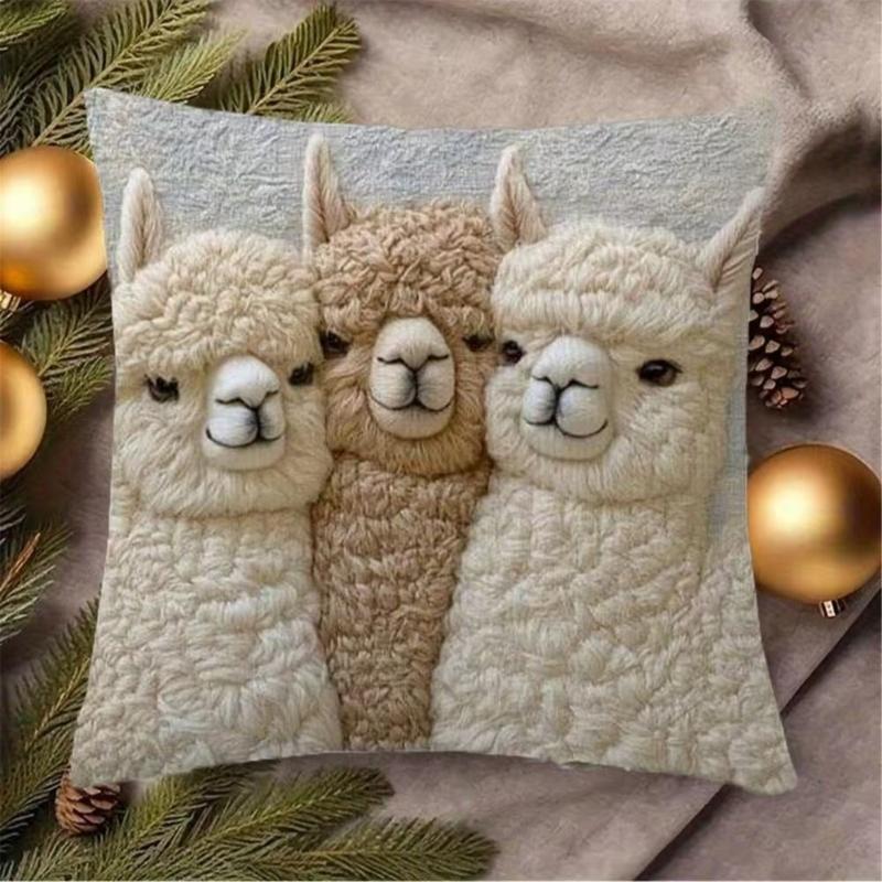Soft Plush Alpacas Pillowcase Comfortable Fabric for Bedroom Sofa Decoration