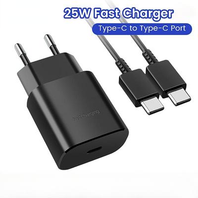 Caricabatterie USB-C/tipo C da 25 W per Samsung Galaxy S24 S23 S22 S21 S20 Note10 20 a34 a54 A13 A14 A71 A80 S8 S10 Cavo di ricarica rapido da USB C a tipo C