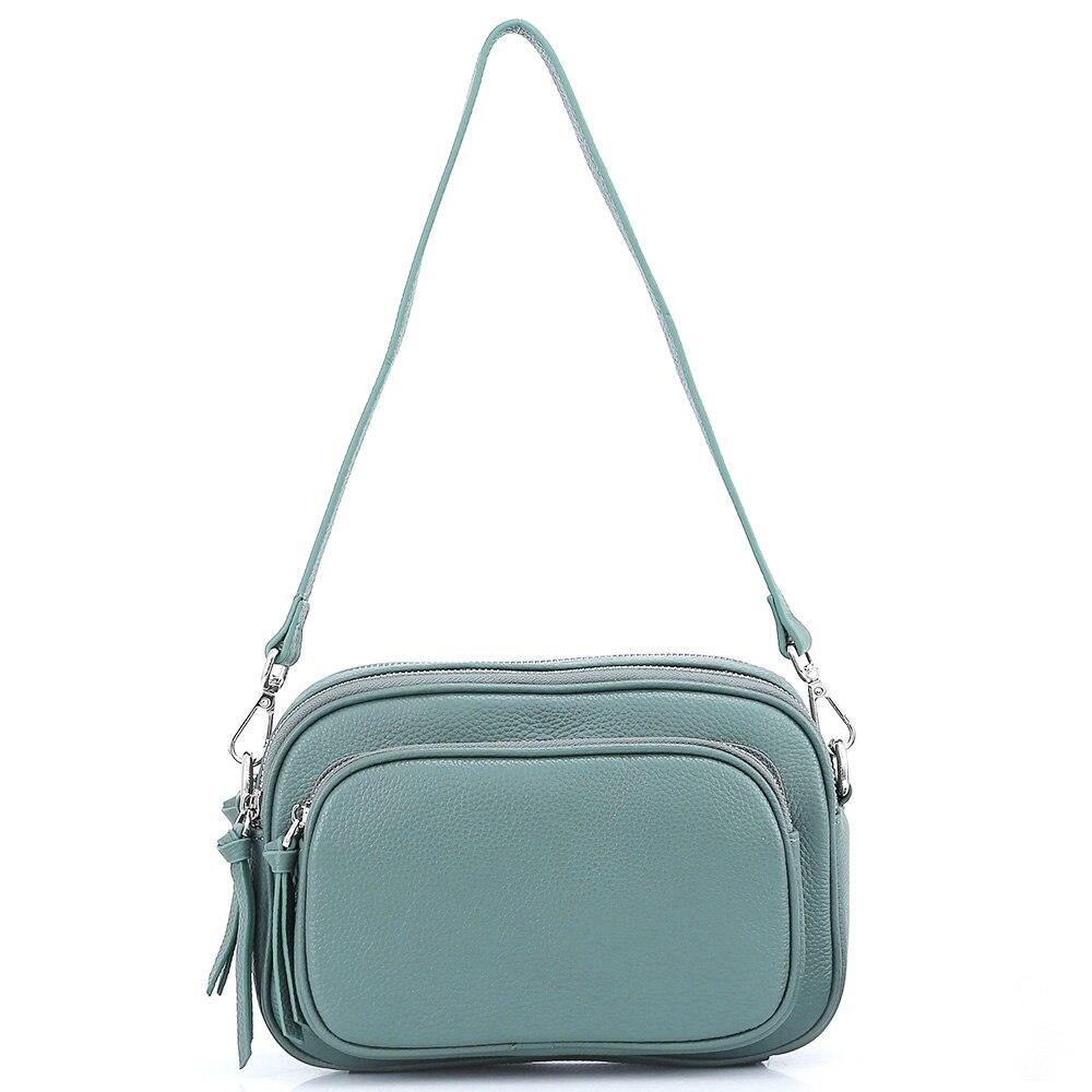 Zency Simple Casual Design Women Shoulder Bag Top Layer Cowhide Leather Handbag More Pockets Large Capacity Female Crossbody Bag