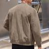 Men's European Suede Stand Collar Zipper Jacket - Plus Size Autumn Casual Coat