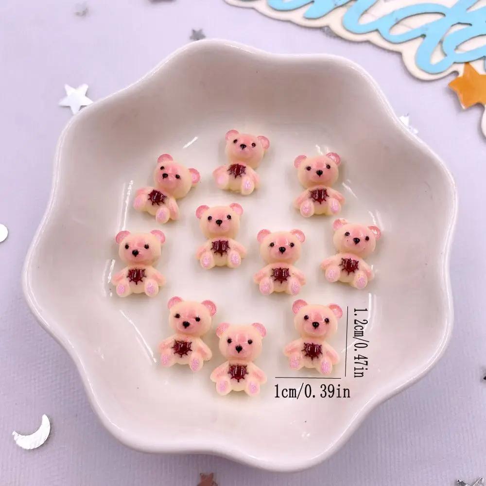 50pcs Resin Colorful Cartoon Love Bowknot Bear Figurines Flat Back Nail Art Decor DIY Scrapbook Jewellery Accessories Crafts