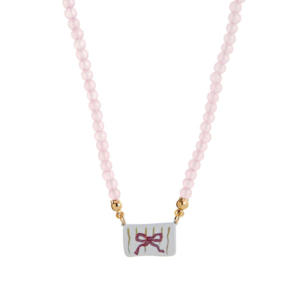 Ceramic Love Star Necklace Small Flower Tai Chi Color Printed Pendant 14K Fresh And Sweet